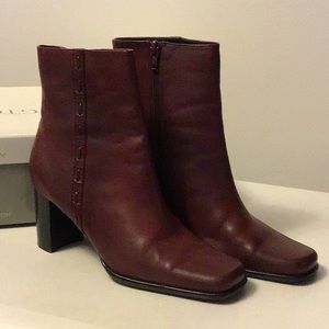 Burgundy leather boots